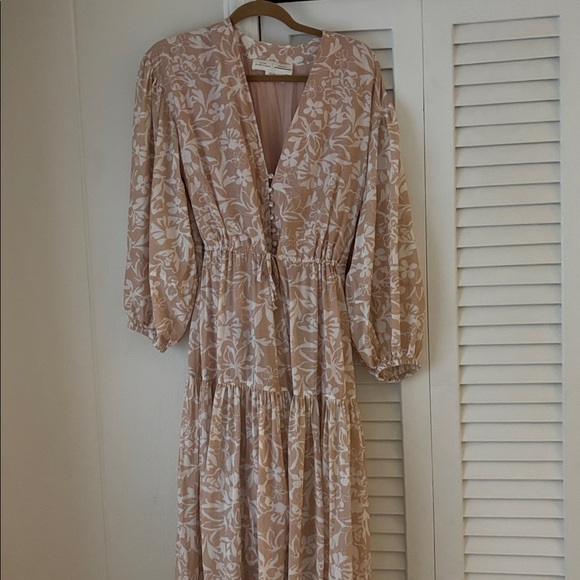 Anthropologie Blush Floral Midi Dress - Picture 3 of 4